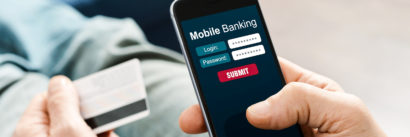 A person logging into their mobile bank account on a smartphone.